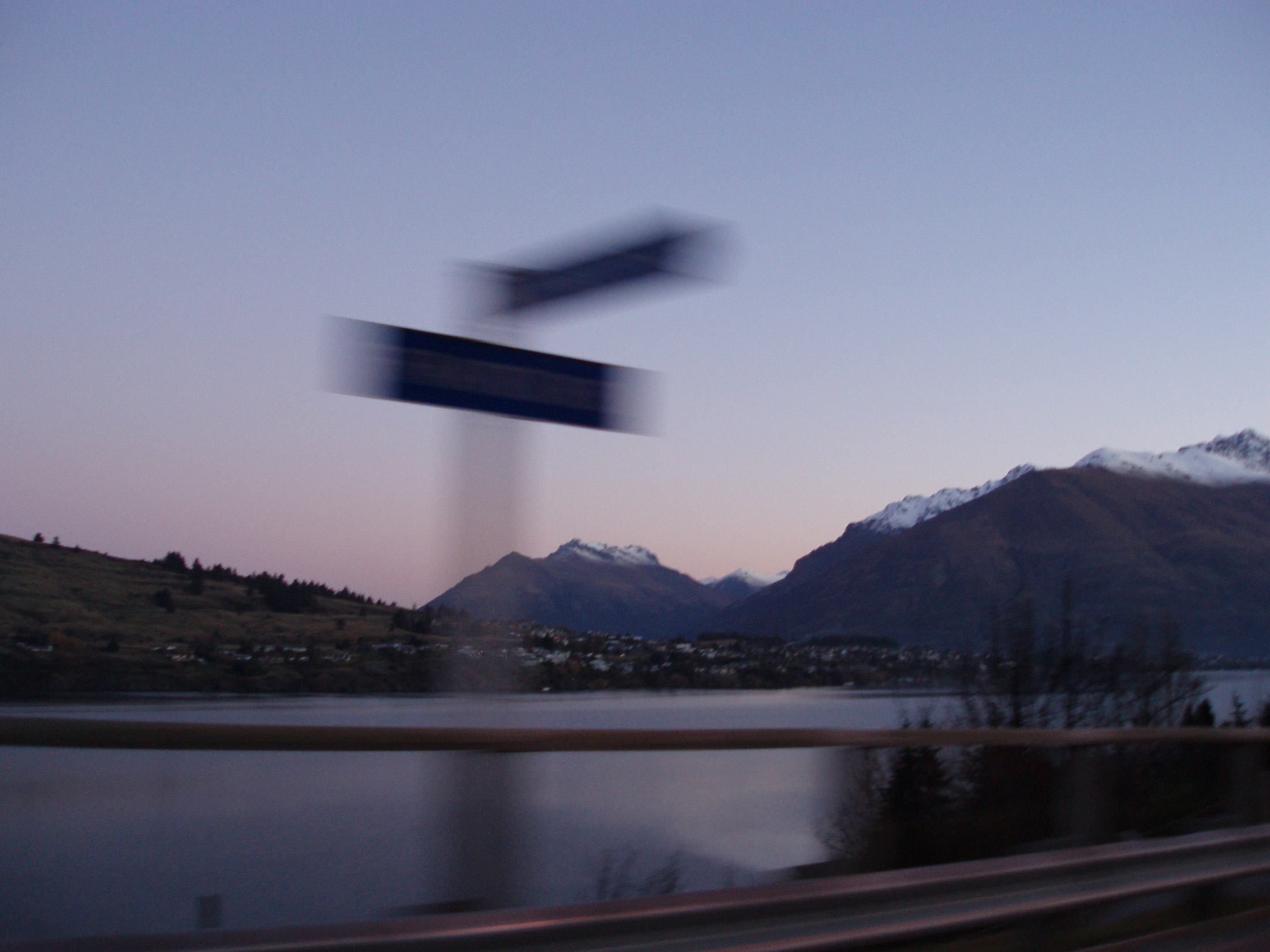 an image of motion burred travel concept, queenstown at sunset
