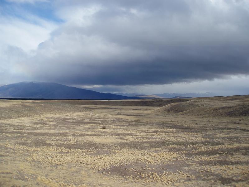 stormy plains on newzelands south island near lake wanaka