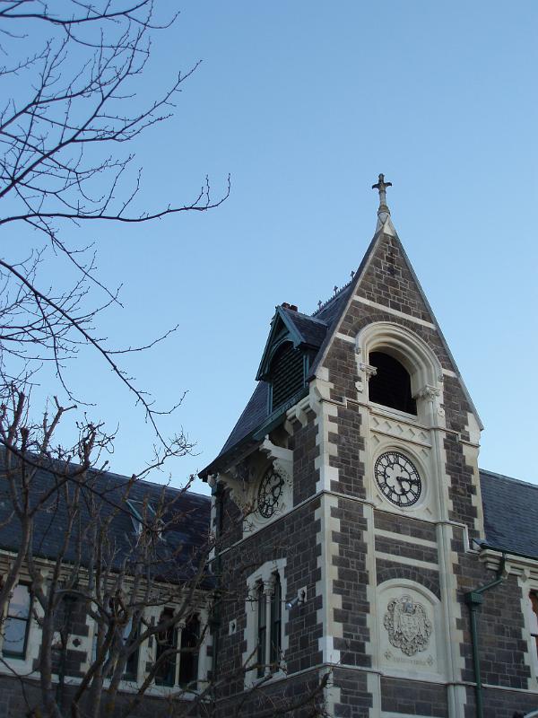 clock tower on the former university of canterbury bulidings, christchurch