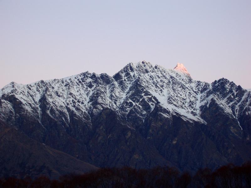 view of the remarkables at sunset,winter in queenstown newzealand