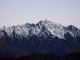 view of the remarkables at sunset,winter in queenstown newzealand