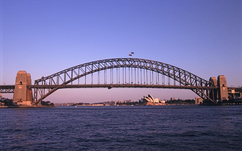 Famous Vintage Architectural Steel Through Arch Harbour Bridge at Sydney, New South Wales, Australia