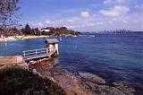 Small Dock at Camp Cove with Sydney Skyline in Distance, Sydney, Australia