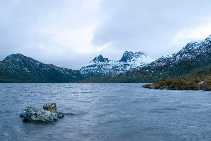 a wintery cradle mountain view looking across dove lake, Cradle Mountain-Lake St Clair National Park
