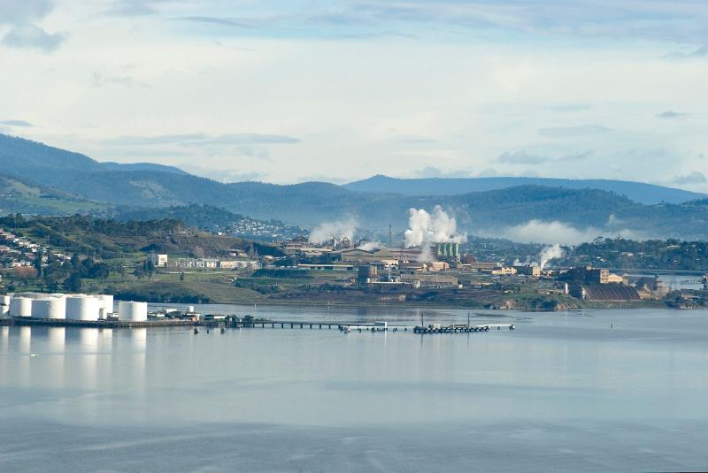 paper mills and heavy industry along the banks of the derwent river, tasmania