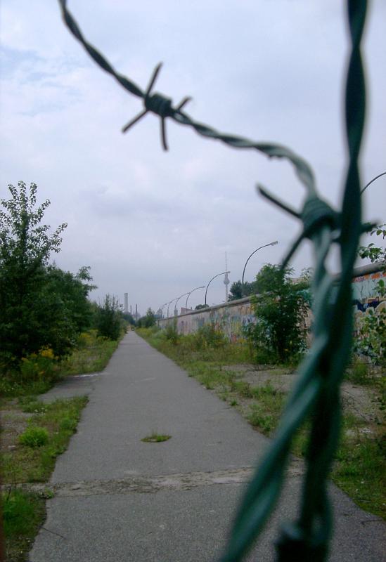 Barbed Wire and Pathway Along Berlin Wall, Germany