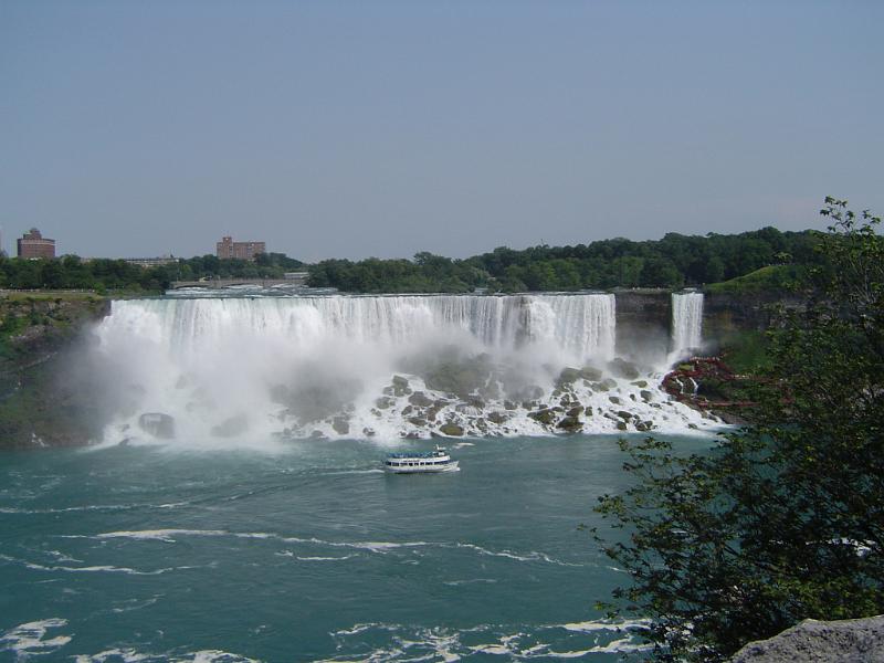 Tour Boat in front of American Falls in Niagara Falls