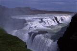 Overview of Rushing Water at Gullfoss Waterfall in Iceland