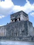 Ball court wall in Chitzen Itza Mayan ruins on the Yucatan Peninsula in Mexico