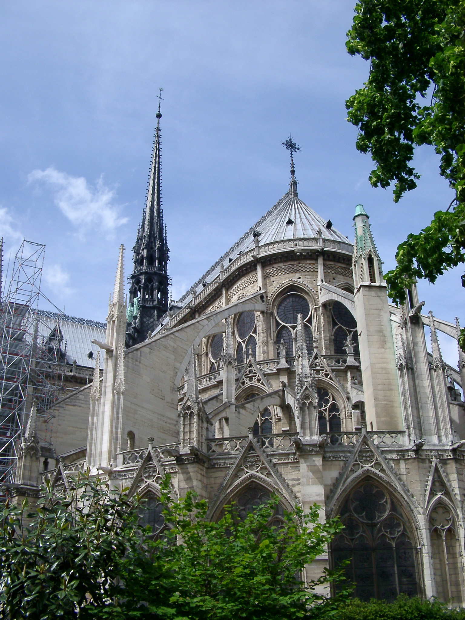 an image of Exterior of Notre Dame Cathedral in Paris, France with Blue Sky
