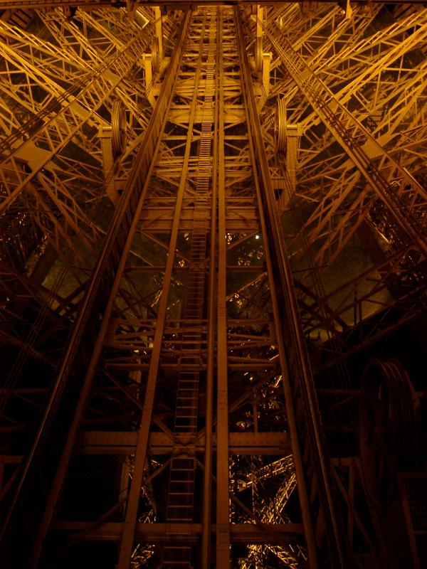 Famous Eiffel Tower Sculpture in Worms Eye View. The Most- Visited Paid Monument of the World. Captured at Night Time.