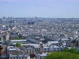Panoramic view over the rooftops of Paris viewed from butee Montemarte, the highest point in the city