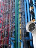 Close up Tall Colored Bars and Pipes at Centre Georges Pompidou Complex Building