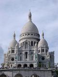 View of the Basilica du Sacre-Couer, or Sacred Heart, an iconic landmark in Paris on the Montmarte dedicated to the heart of Jesus