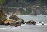 Rocky Creek road bridge, Big Sur, Callifornia, a landmark arched concrete bridge spanning a canyon on the coastline