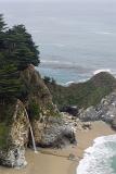 Beautiful McWay Fall Fronting Ocean, Captured in Aerial View. Located in Big Sur, California