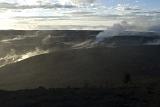 Smoke from the Ground of Volcanoes National Park in Wide angle View.