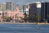 Architectural Resort Hotel Buildings at Beachfront. Captured with Tourists Enjoying their Vacation.