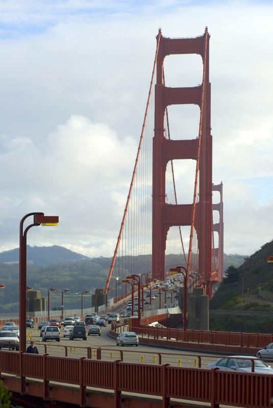 Car Traffic at Golden Gate Bridge Car Traffic at Famous Golden Gate Bridge in San Francisco. Captured in Day Light.