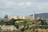Decommissioned fortified prison on Alcatraz Island in San Francisco Bay now a popular tourist attraction