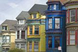 Old Vintage Assorted Colored Architectural House Fronts.