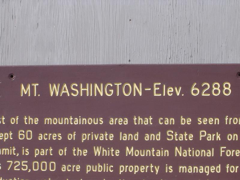 Mount Washington information sign Mount Washington information sign giving details of the elevation and size in close up detail