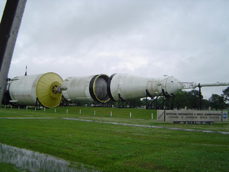 Saturn 5 space ship modules on display at NASA, a historical reminder of the space race