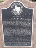Informational plaque on the town of Lancaster, Texas, USA giving the history of its founding and expansion