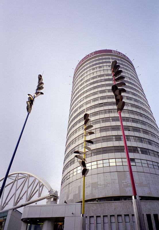 High Rise Cylindrical Rotunda Building at Birmingham, England. Captured from Worms Eye View.