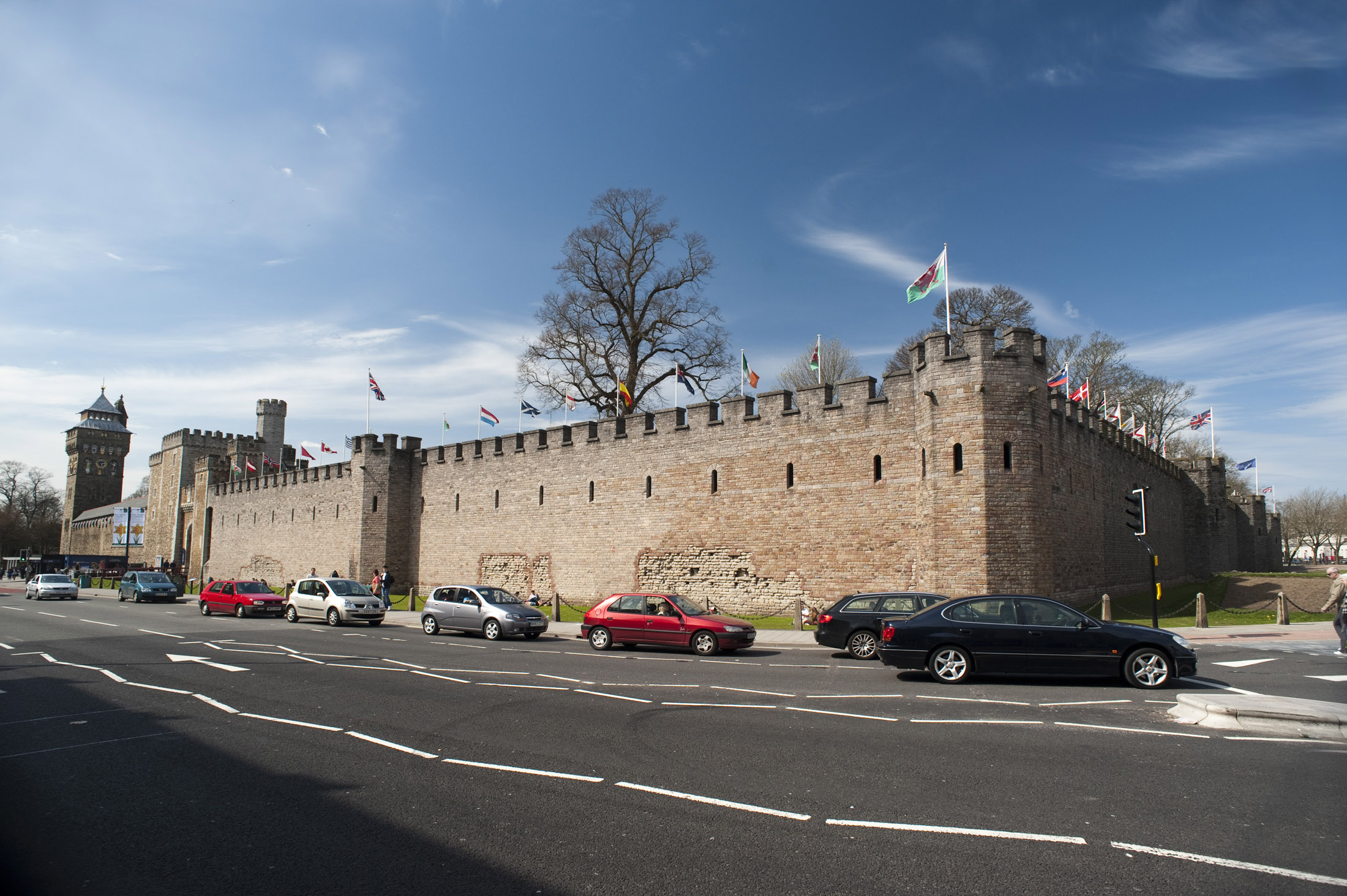 an image of cardiff castle walls on a sunny day