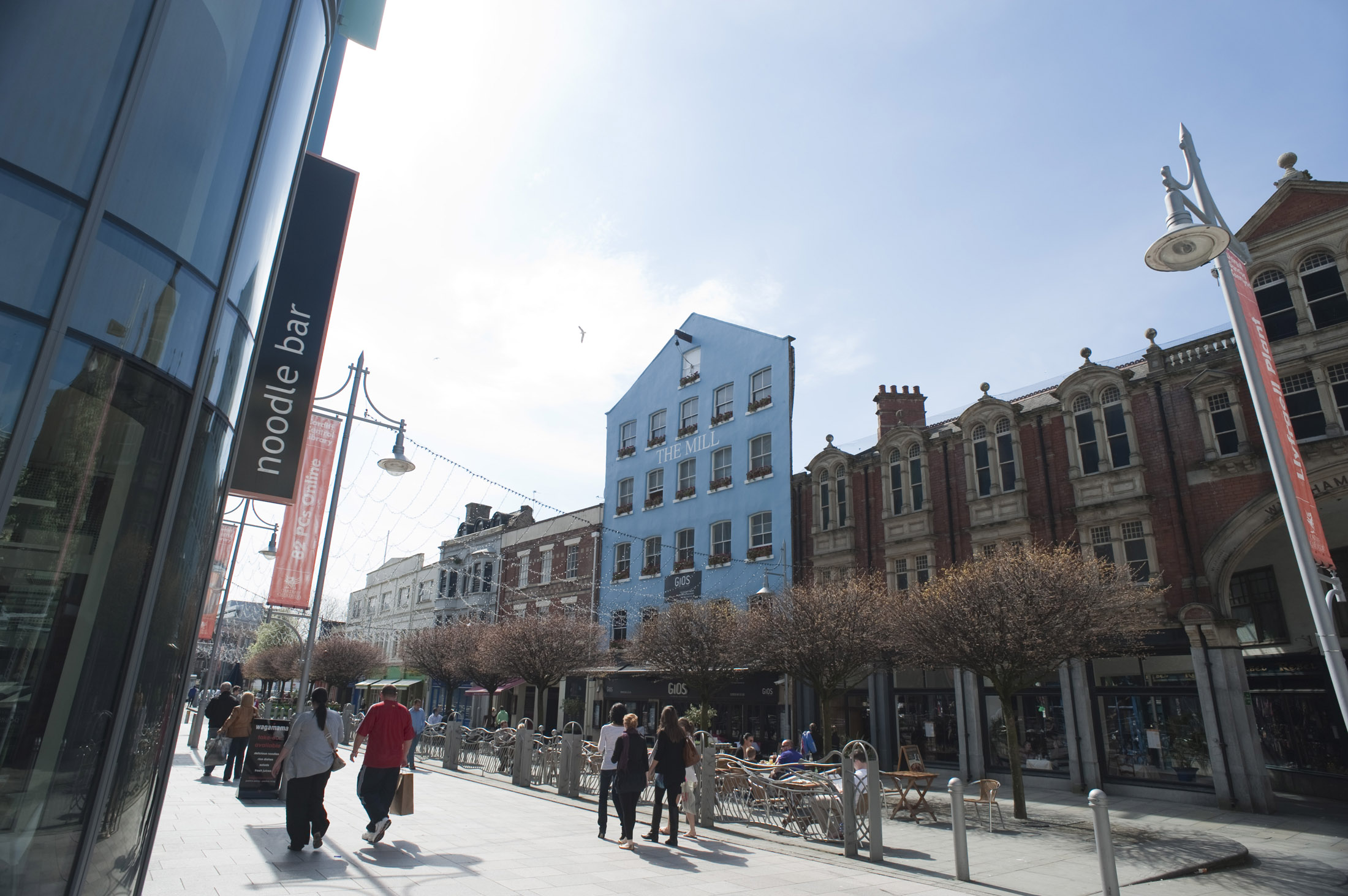 an image of pedestrian shopping street in central cardiff