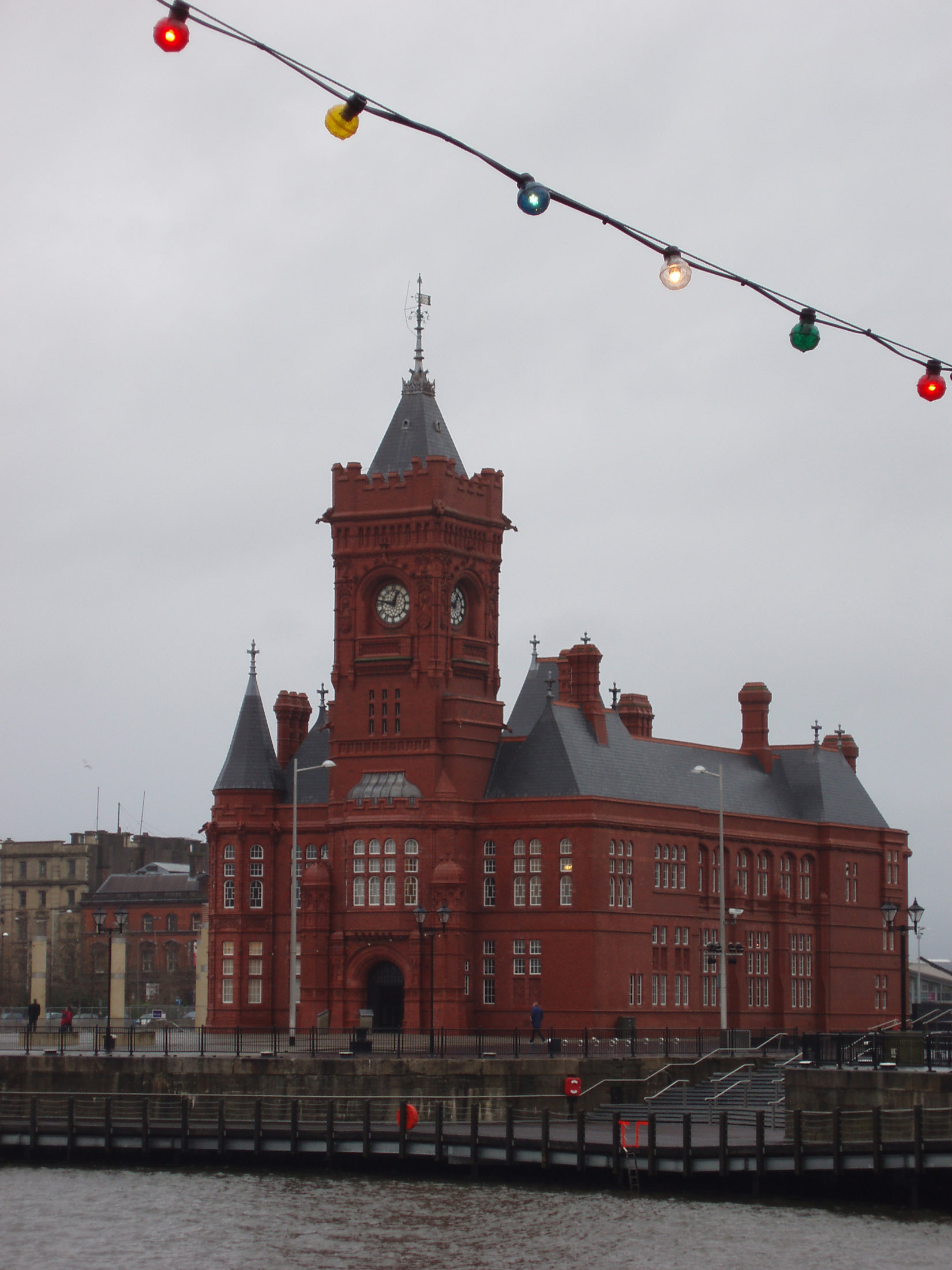 an image of Pierhead Building in Cardiff Bay, Wales. Captured on a Stormy Sky Background.