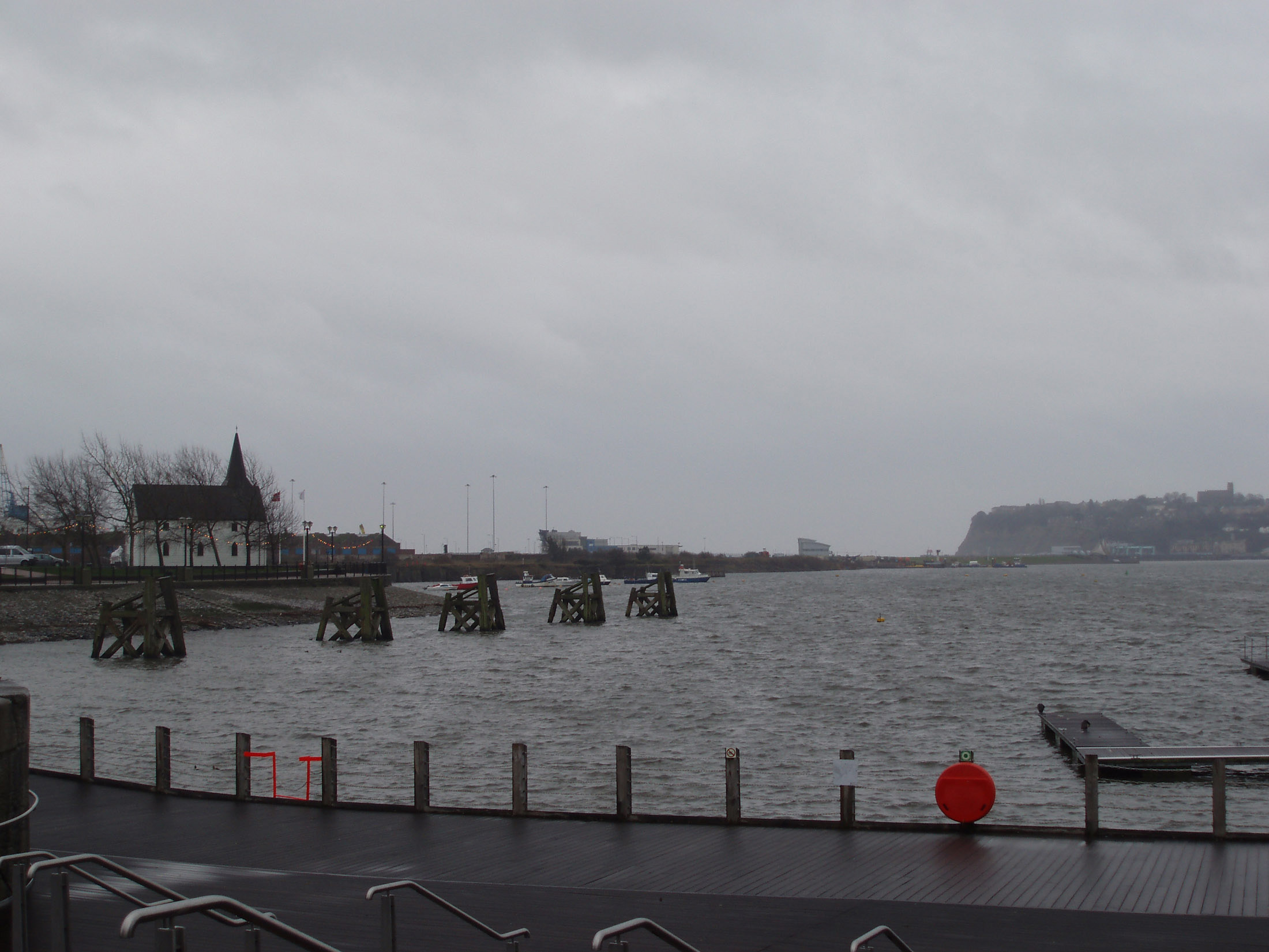 an image of Famous Cardiff Bay - the area created by the Cardiff Barrage in South Cardiff, Wales. Captured with Gray Sky Above.