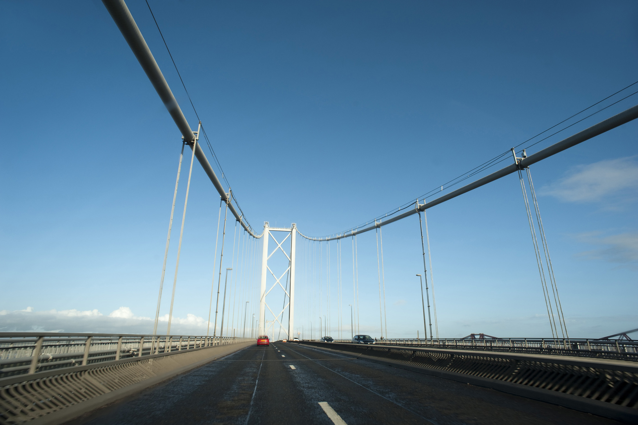 an image of crossing the road bridge over the firth of forth to edinburgh