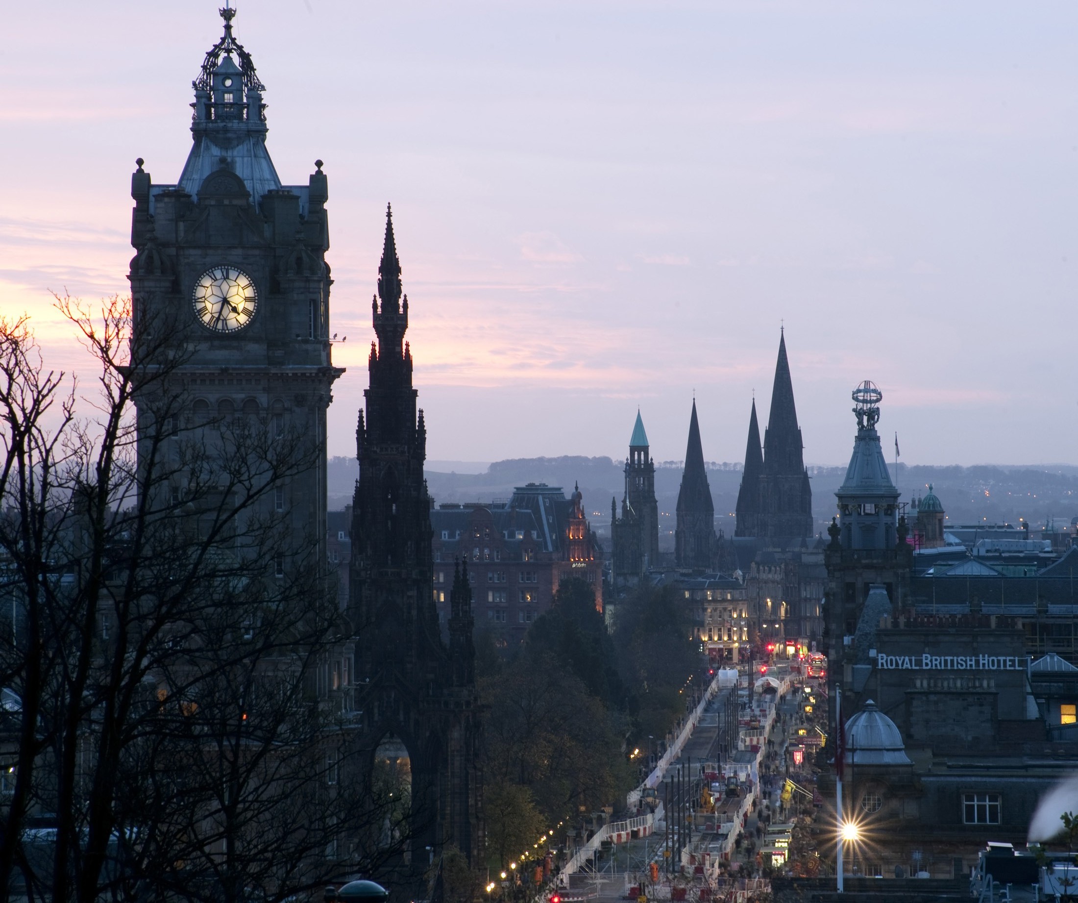 an image of Skyline of spires and towers along princes street Edinburgh, the so called Athens of the North