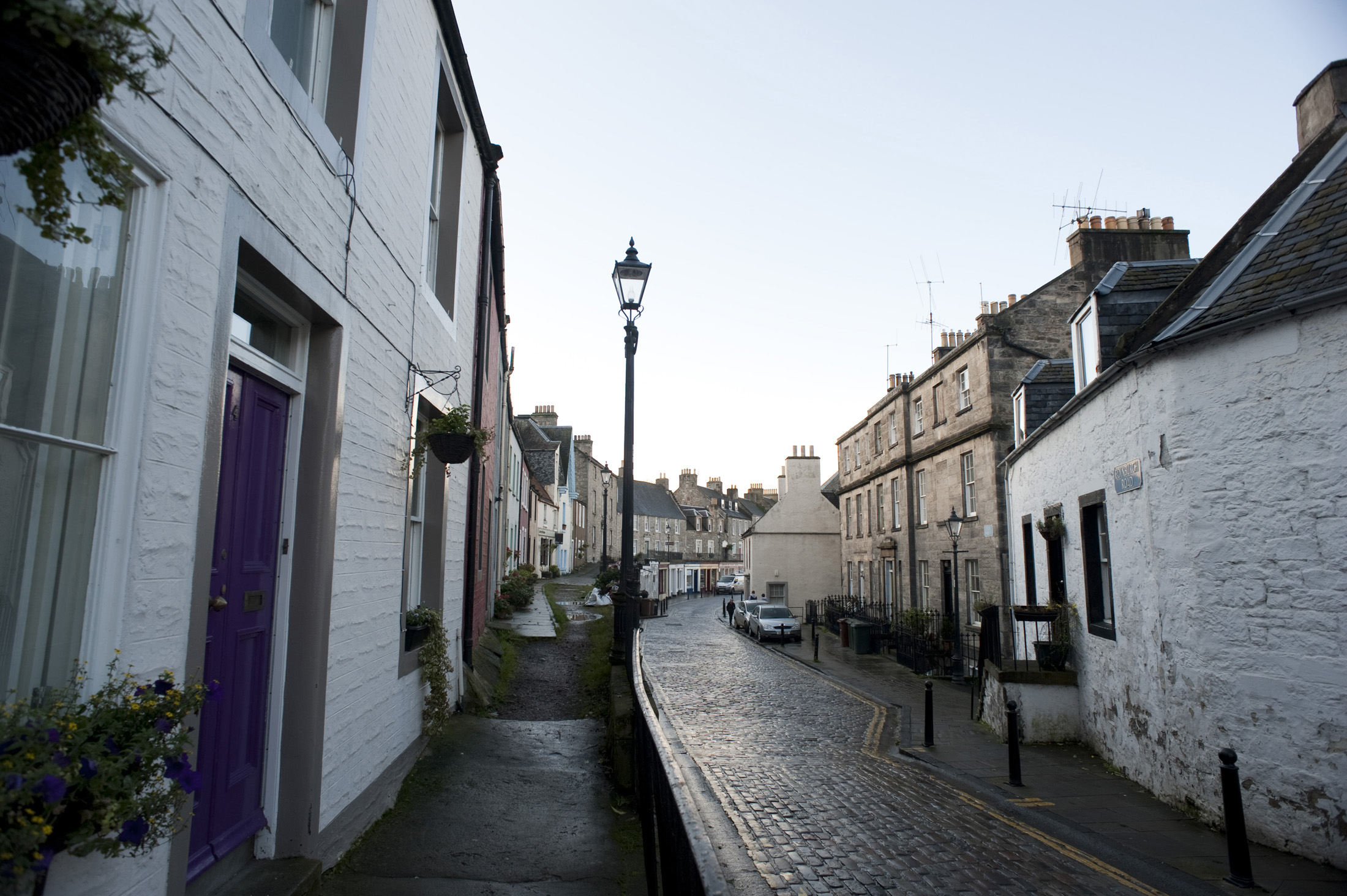 an image of narrow cobbled streets of queensferry, west lothain, scotland