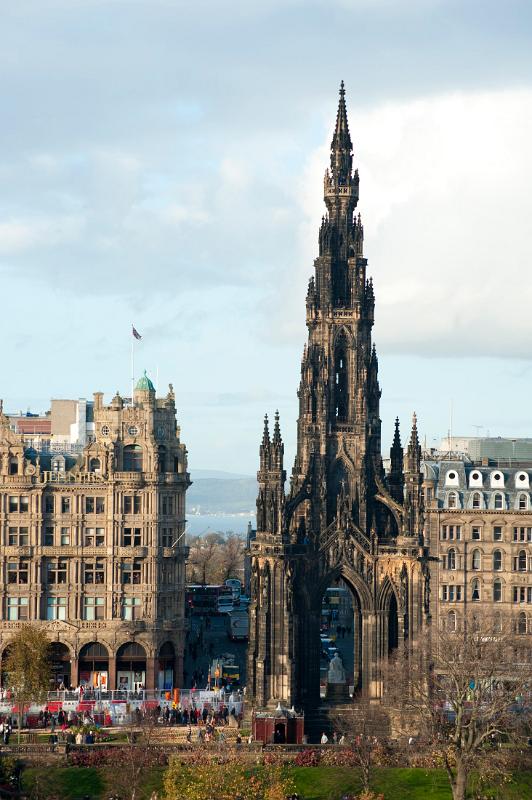 Towering gothic monument to Sir Walter Scott, Princes Street Edinburgh