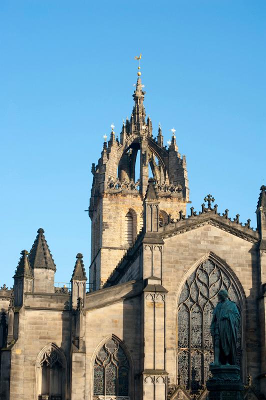 Outside of St. Giles Cathedral Edinburgh, on the royal mile