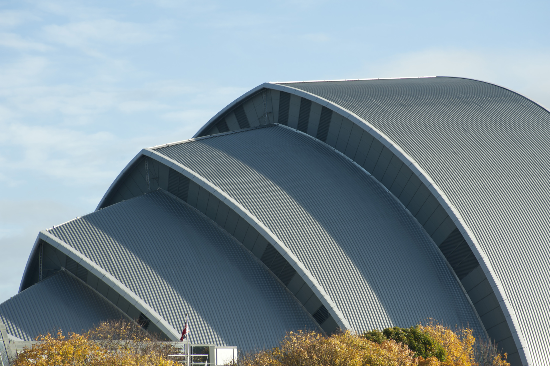 an image of Exterior facade of the distinctive SECC or Scottish Exhibition and Conference Centre in Glasgow on the River Clyde which is Scotlands largest exhibition centre