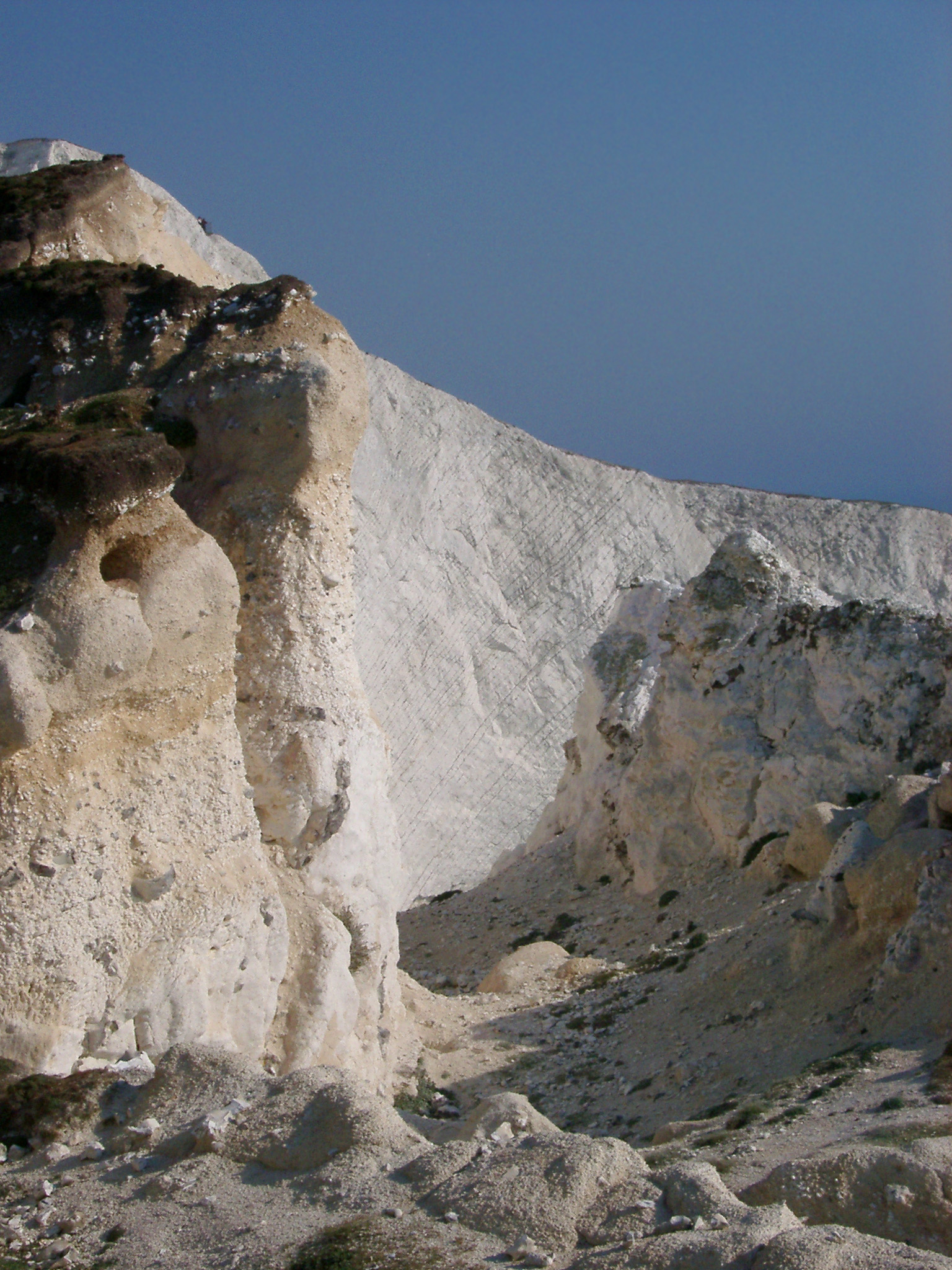 an image of Eroded chalk cliffs showing evidence of landslip on the Isle of Wight