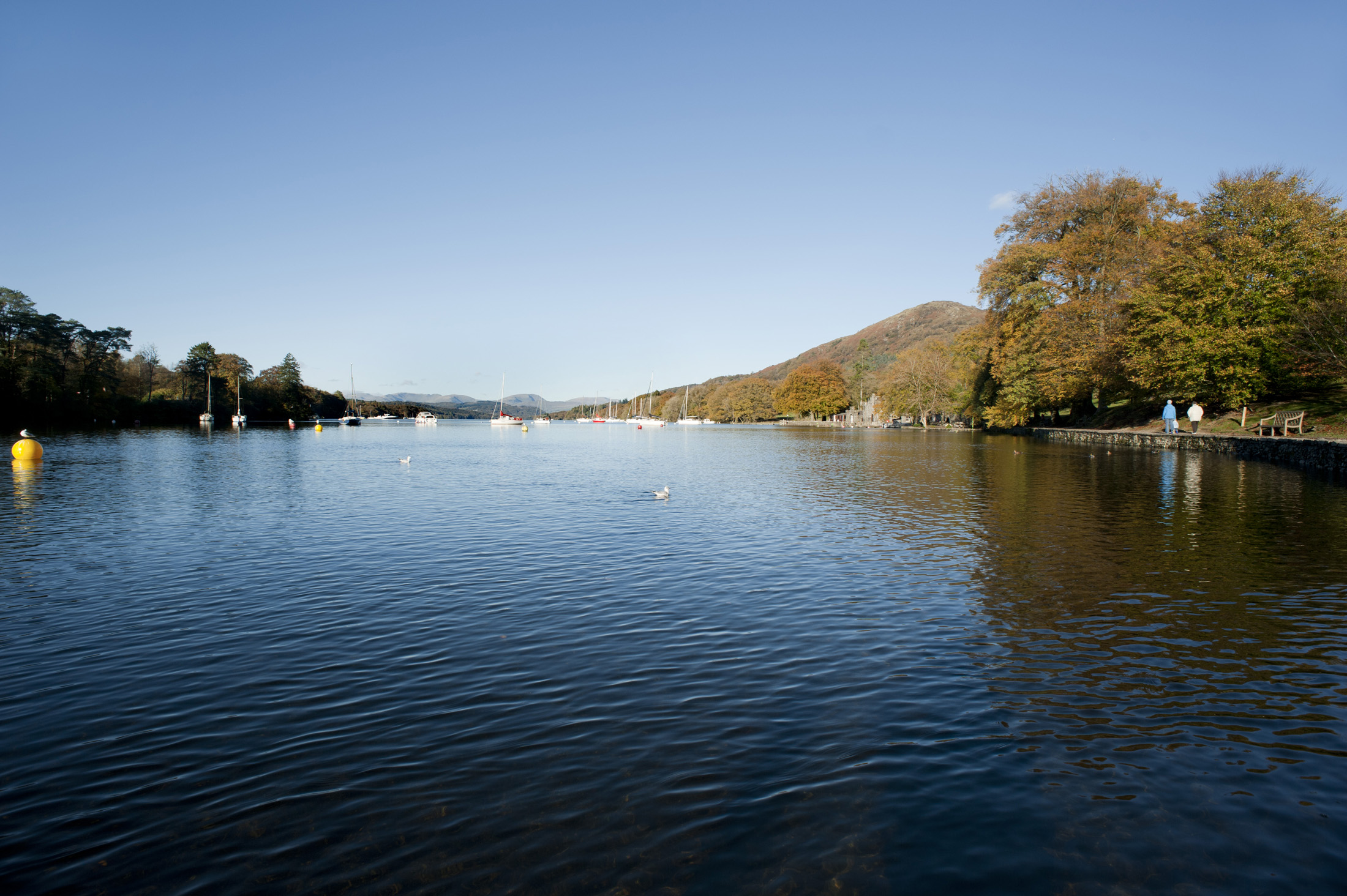 an image of Beautiful calm tranquil waters of Lake Windermere in the English Lake District