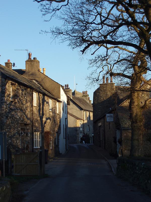 quaint narrow streets in the village of cartmel