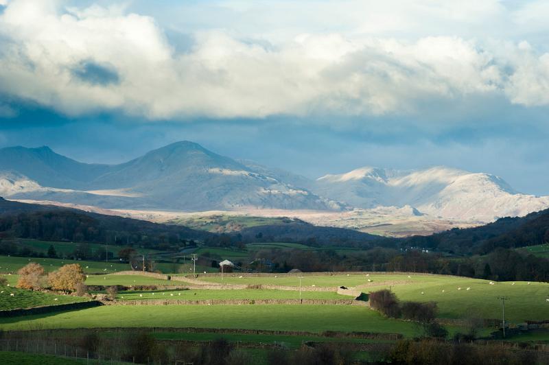 Beautiful scenic landscape view of Blawith Knott , a hill in the south of the English Lake District, near Woodland, Cumbria