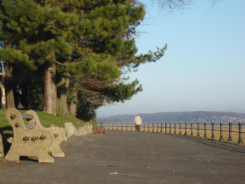 a lone pedestrian on grange promendade