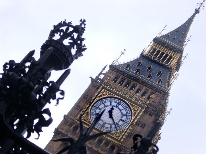 View of Big Ben or the Westminster Tower, the original clock tower of the old Palace of Westminster and now an iconic tourist attraction