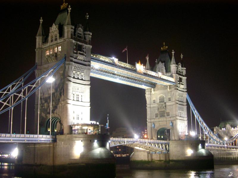 Tower Bridge in London Passing River Thames. Captured at Night Time
