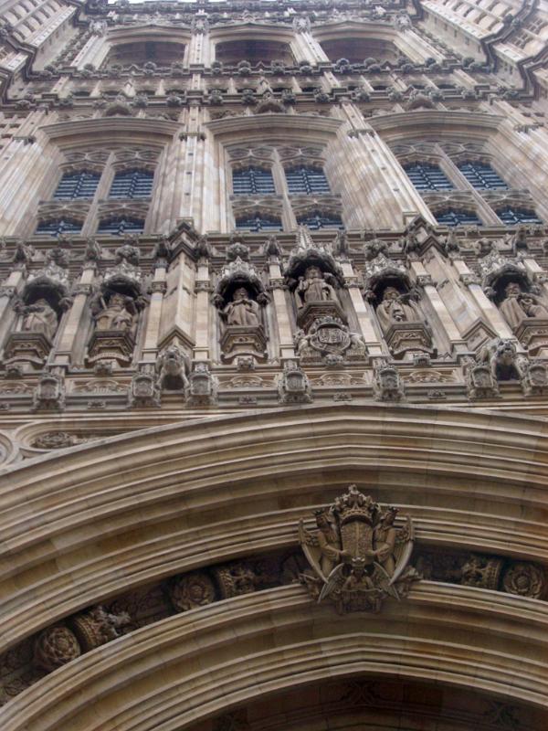 Vintage Architectural Palace of Westminster Building in London. Captured From Low Angle Point.