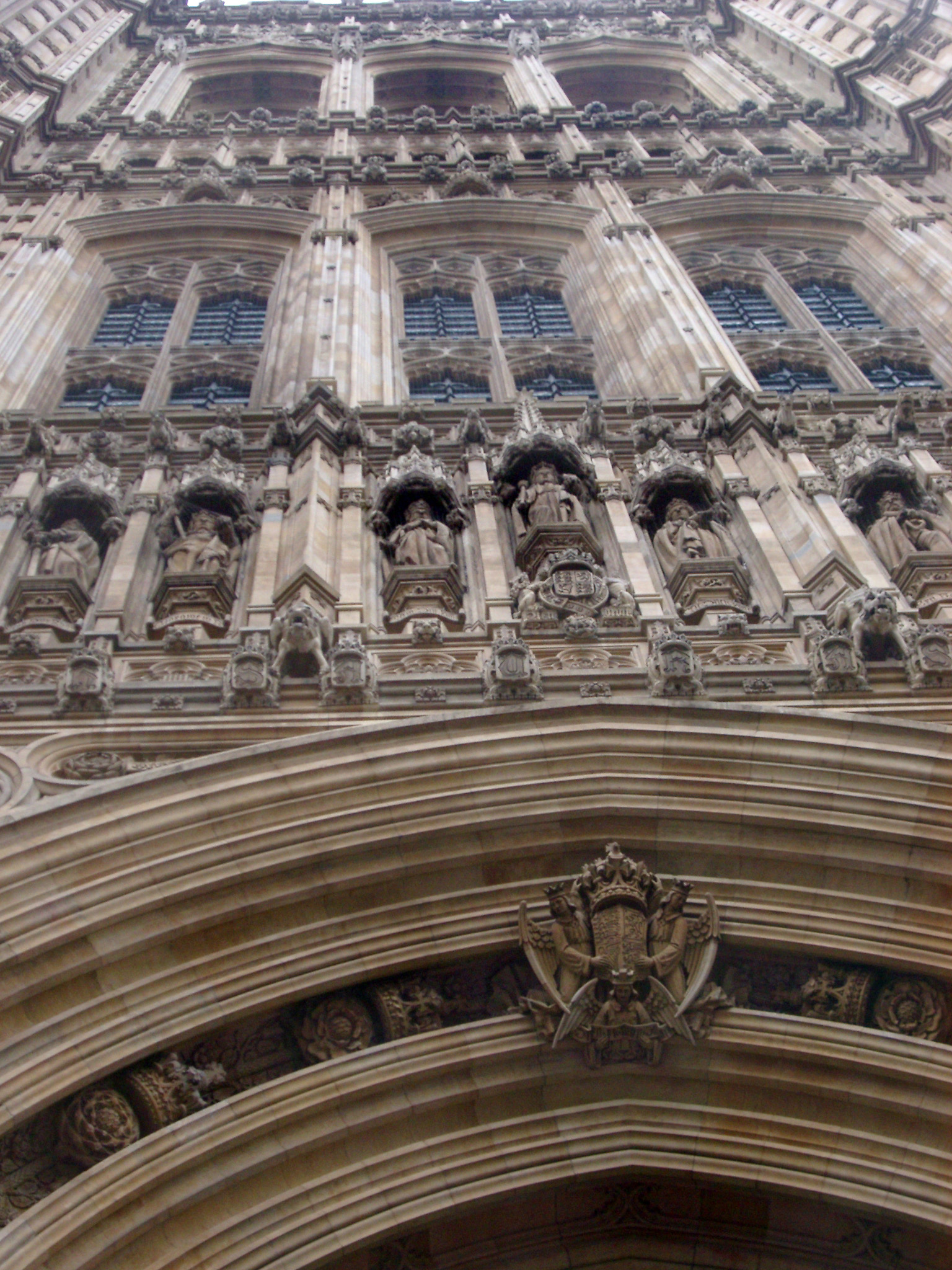 an image of Vintage Architectural Palace of Westminster Building in London. Captured From Low Angle Point.