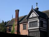 historic architectural details of the exterior of bramhall hall