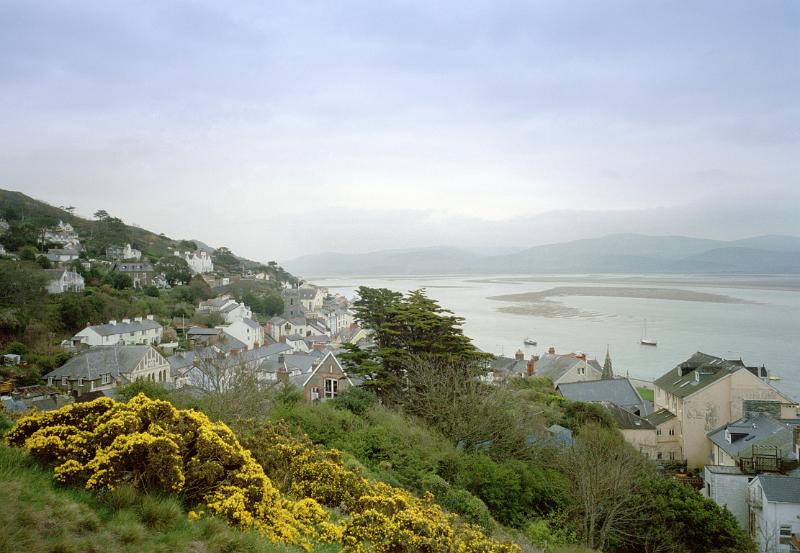 Hillside Overview of Coastal Aberdovey Village, Gwynedd, Wales